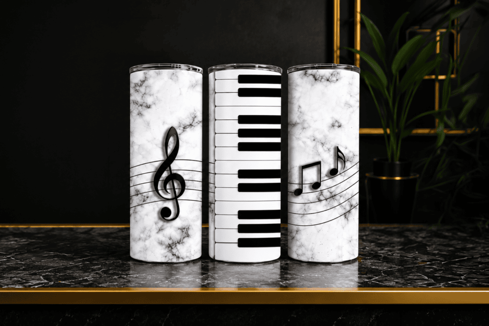 Zenés Tumbler Zongorabillentyű Dizájnnal
