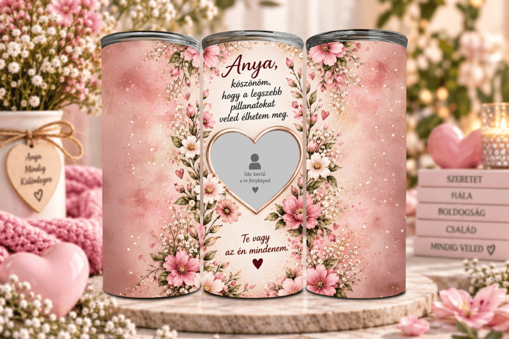 Anya – Virágos, Fényképes Tumbler