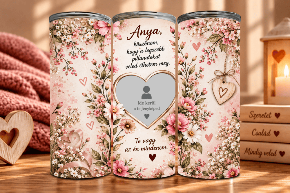 Virágzó Emlékek – Fényképes Tumbler Anyukáknak
