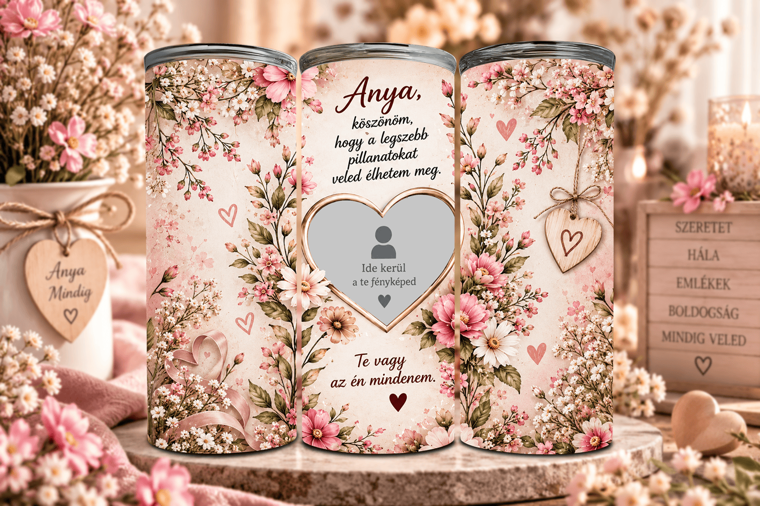 Virágzó Emlékek – Fényképes Tumbler Anyukáknak