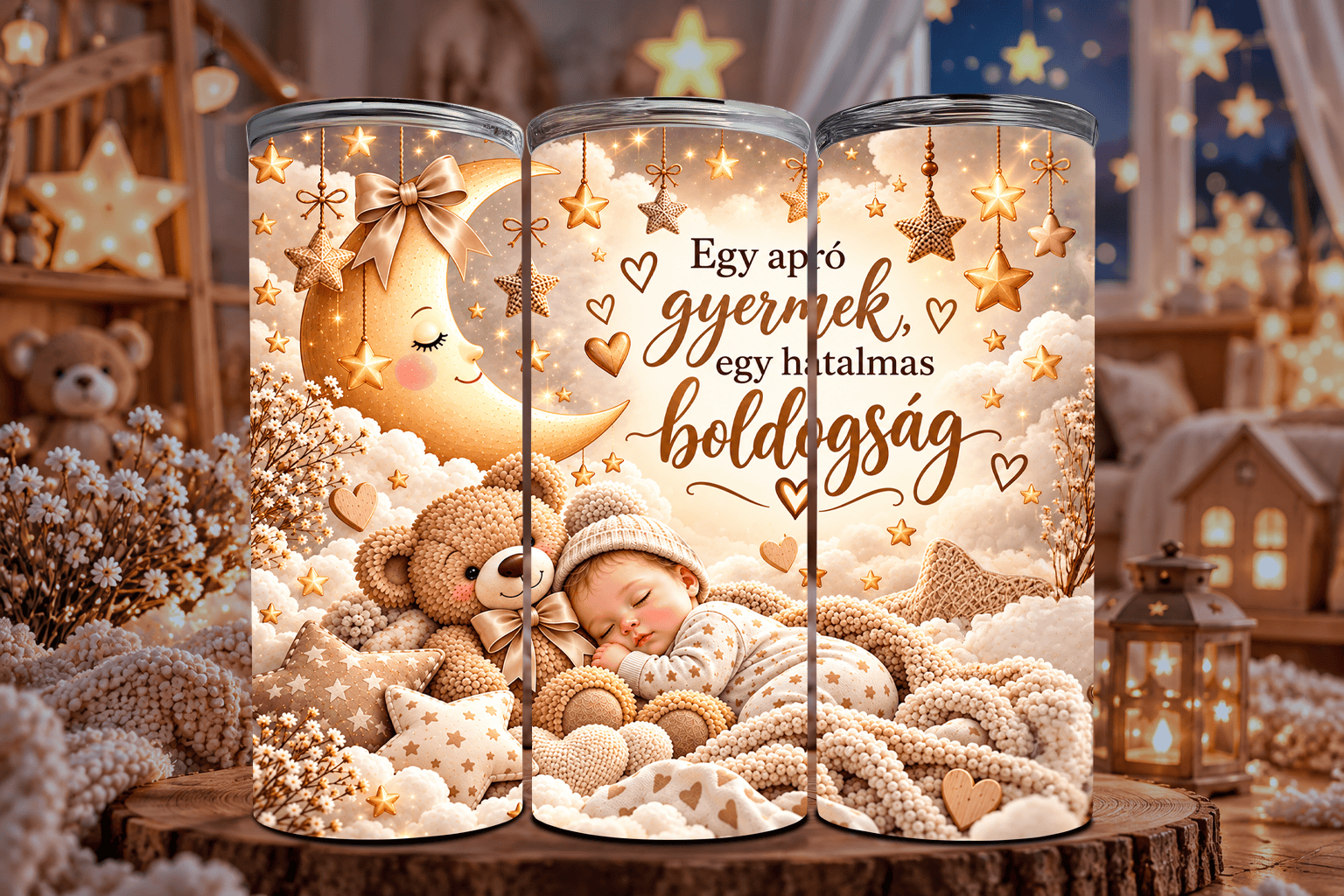 Holdfényes boldogság – Bababejelentő tumbler