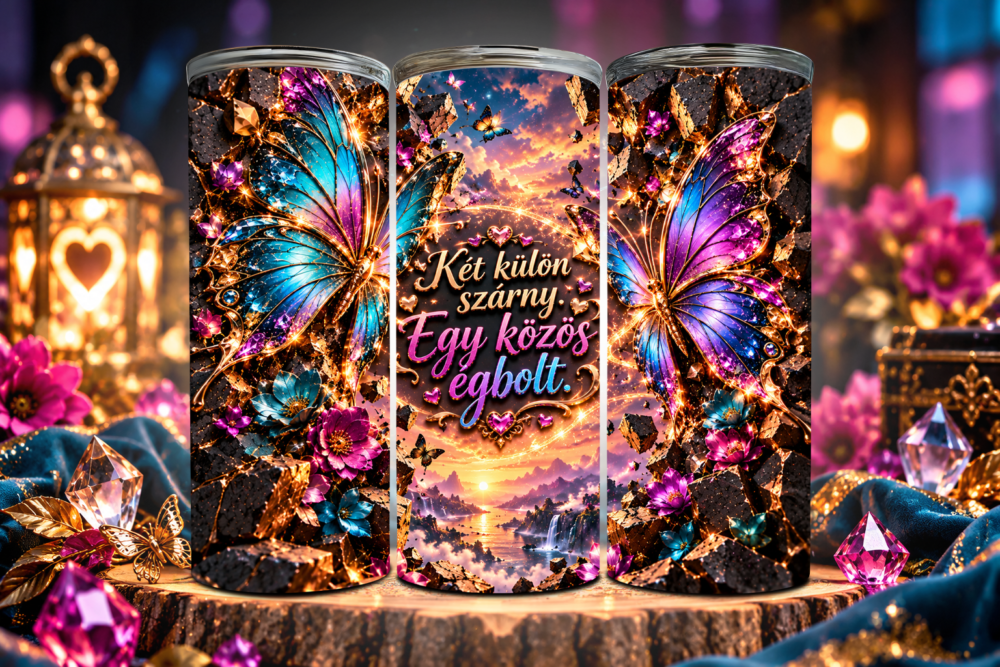 Közös Égbolt – 3D Hatású Tumbler Barátnőknek