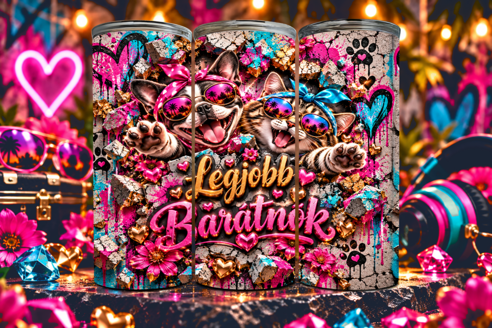 Graffiti Bűntársak – 3D Hatású Tumbler Barátnőknek